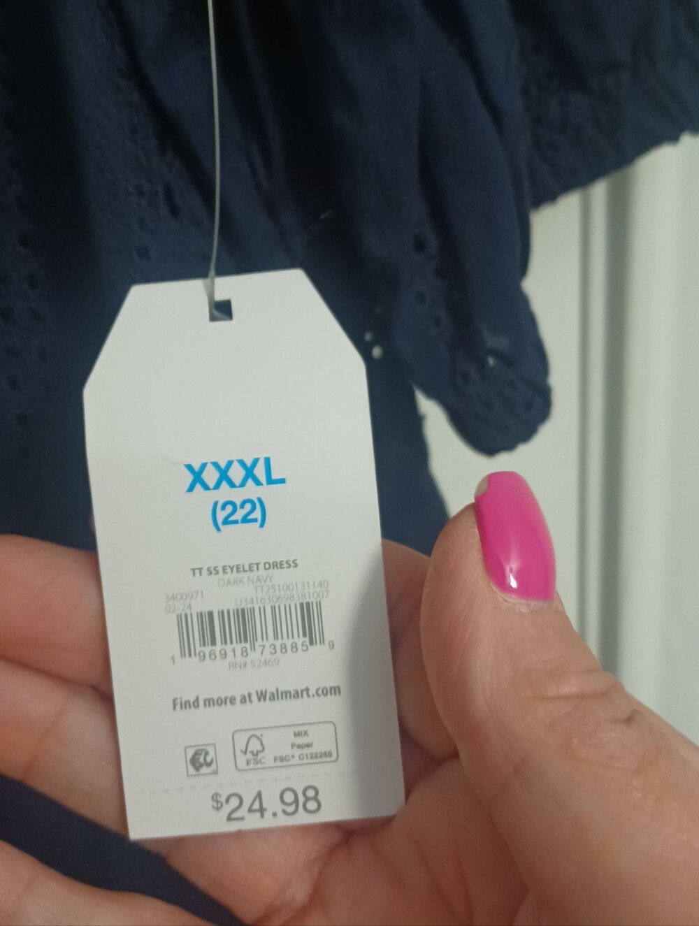 Time And Tru Navy Dress Sz XXXL 22 - Picture 6 of 7